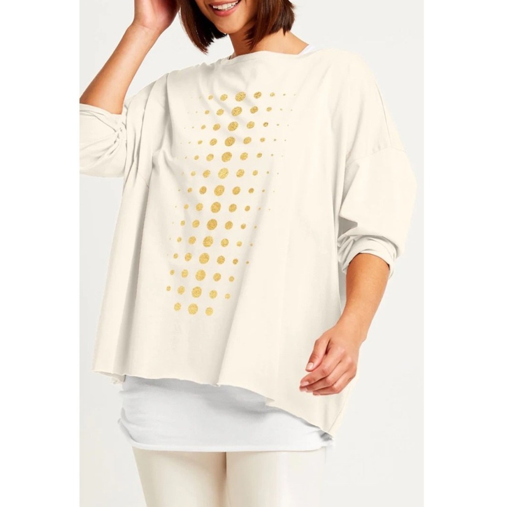 Planet Metallic Dot Boxy T One Size Stone and Gold
